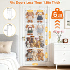 SpaceHacks Stuffed Animal Storage, Large Over the Door Organizer, White | 6 Expandable Mesh Pockets & 2 Metal Hooks, Non-Woven Fabric Hanging Plush Items Holder for Nursery, Bedroom, Playroom