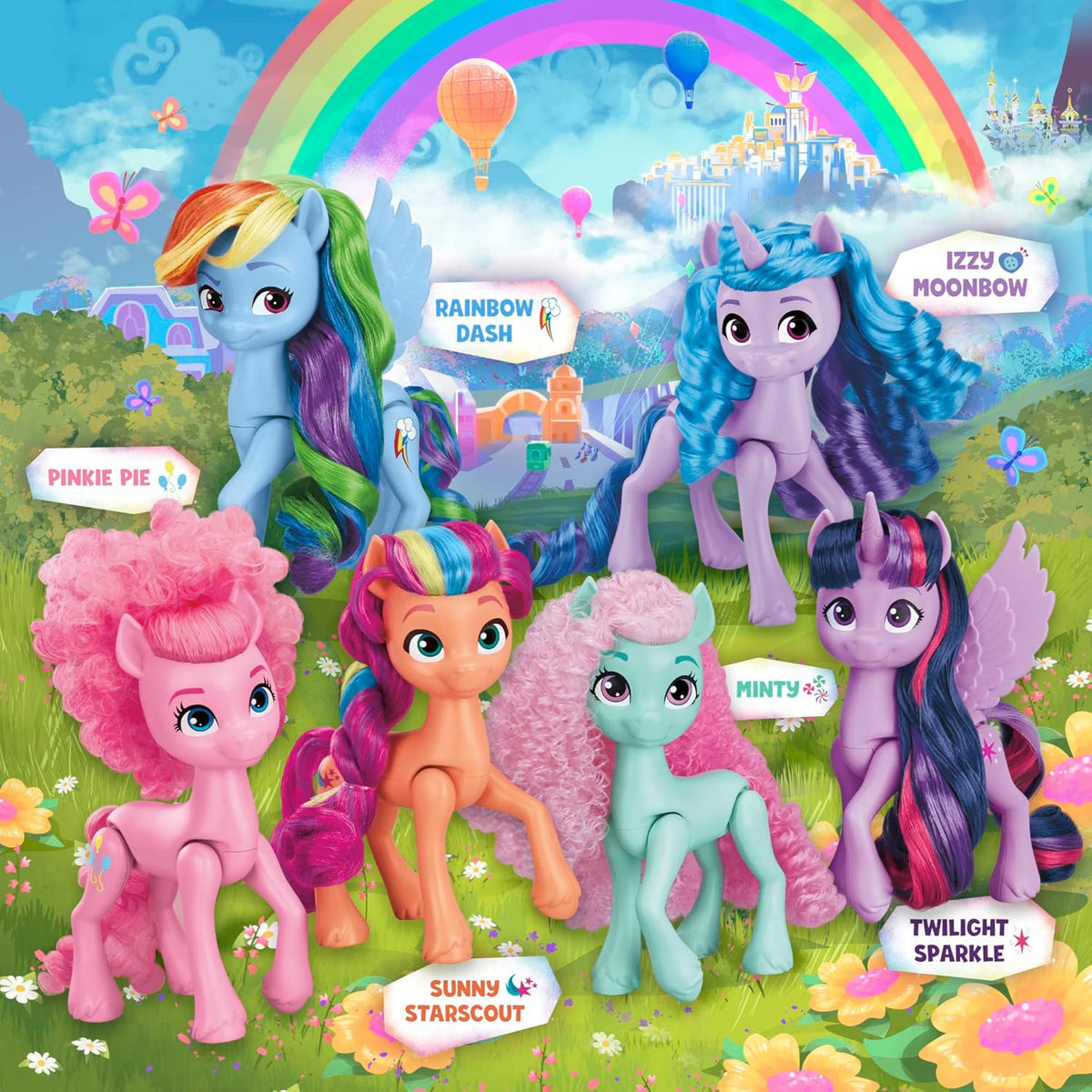 My Little Pony Dolls Rainbow Celebration, 6 Pony Figure Set, 5.5-Inch Dolls, Toys for 3 Year Old Girls and Boys, Unicorn Toys (Amazon Exclusive)