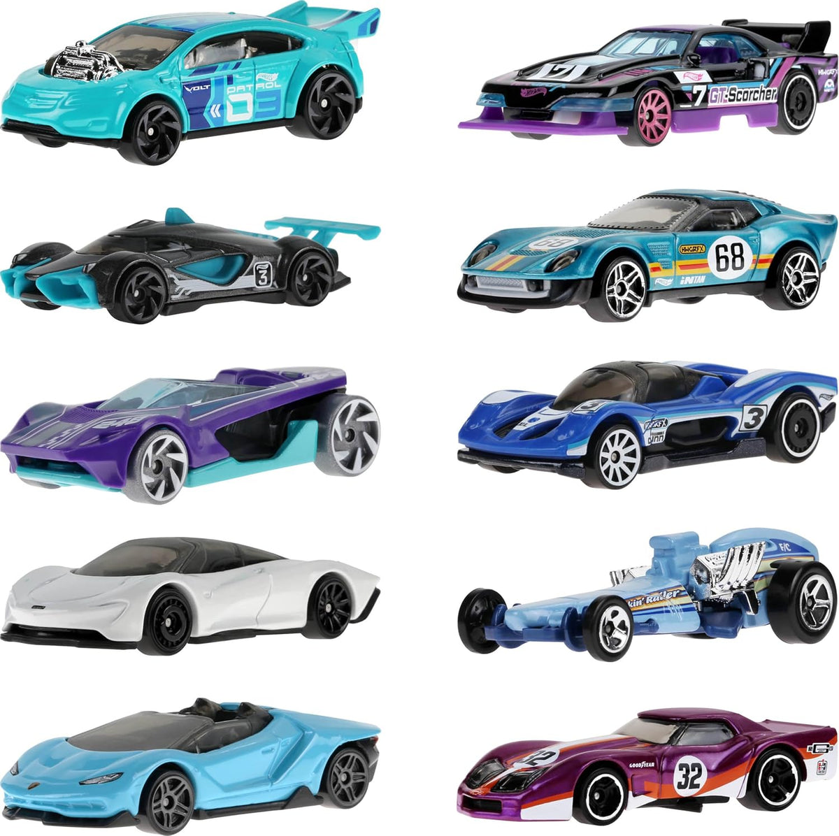 Hot Wheels 10-Pack of Toy Race Cars (Styles May Vary) | Set of 10 1:64 Scale Vehicles,Includes Hot Wheels Originals & Officially Licensed Cars