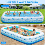 Extra Large Inflatable Swimming Pool – 165" x 76" x 22" Oversized Blow Up Pool for Adults, Big Family Backyard Pool with Pump, Thickened Kiddie Pool for Summer Water Party, Easy Set Up
