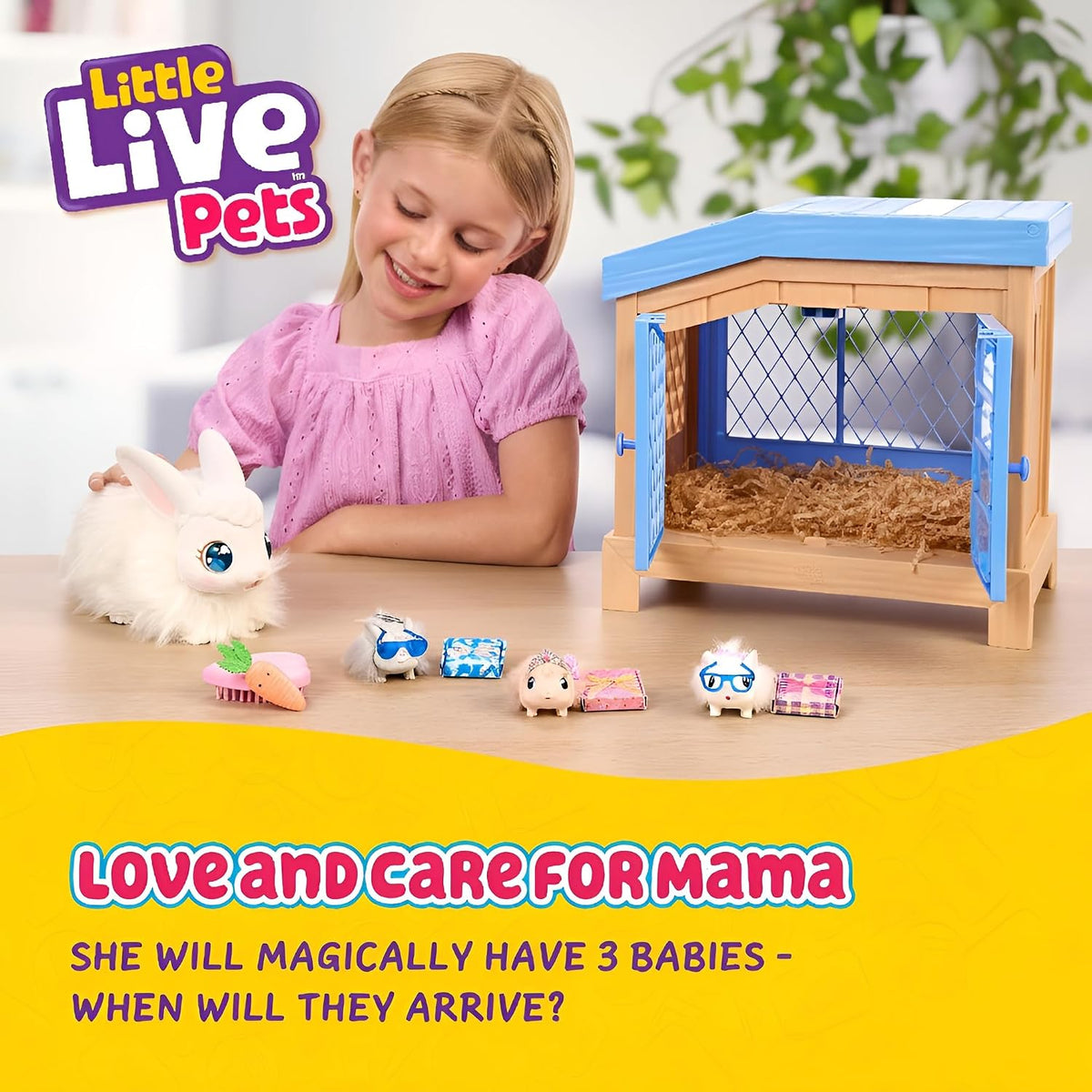 Little Live Pets Bunny Mama Surprise Toy Set, Hutch Interactive Animal Playset with 3 Surprise Babies, 20+ Sounds, Bunny Accessories for Girls Ages 3+ | 20+ sounds, deluxe hutch, 20+ care accessories, repeatable play, interactive pet toy for girls ages 3+