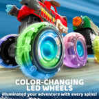 JOYIN 3 Pack Monster Truck Toy - Motion Activated Light Up Cars for Kids - Monster Glow Rover LED Wheels - Kids Boy Toys - Press and Go Dinosaur Trucks for Kids Boy Birthday Gifts