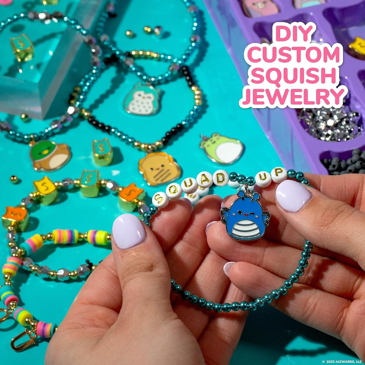Horizon Group USA Jewelry Making Kit, Squishmallows Bracelets | Bracelet and Accessories Design Set, Cute DIY Beading and Jewelry, Includes String, Beads, and Charms,
