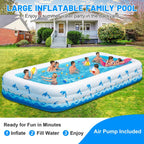 Extra Large Inflatable Swimming Pool – 165" x 76" x 22" Oversized Blow Up Pool for Adults, Big Family Backyard Pool with Pump, Thickened Kiddie Pool for Summer Water Party, Easy Set Up