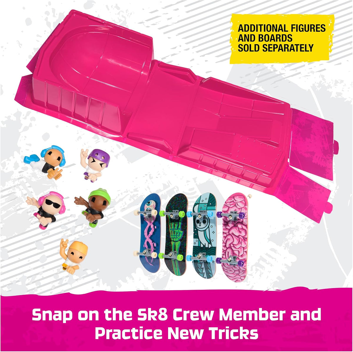 TECH DECK SK8 Crew Fun Box Transforming Skate Park Playset | Portable Box with Ramps & Rails, Includes 4 Fingerboards & 5 SK8 Crew Figures, Toy Skateboard Playset Gifts for Kids Ages 5+