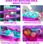 2-in-1 Ball Drop & Car Ramp Race Track Montessori Toy for Toddlers Ages 1-5 | Hammer Rolling Ball, Launch and Race Car-Cause and Effect Sensory STEM Learning Toys for 1-5 Year Old Boys & Girls