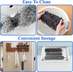Dusters for Cleaning,9Pcs Feather Duster with Extension Pole Up to 100'',Bendable Extendable Long Feather Duster for Cleaning Fan,High Ceiling,Blinds,Furniture,Cars