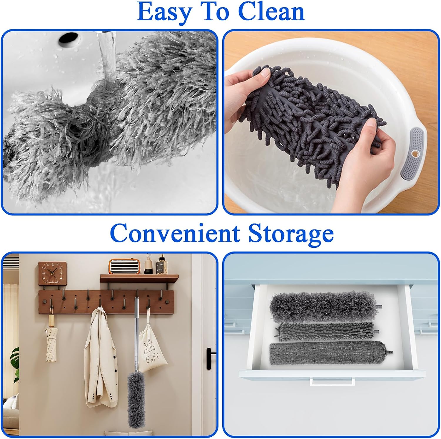 Dusters for Cleaning,9Pcs Feather Duster with Extension Pole Up to 100'',Bendable Extendable Long Feather Duster for Cleaning Fan,High Ceiling,Blinds,Furniture,Cars