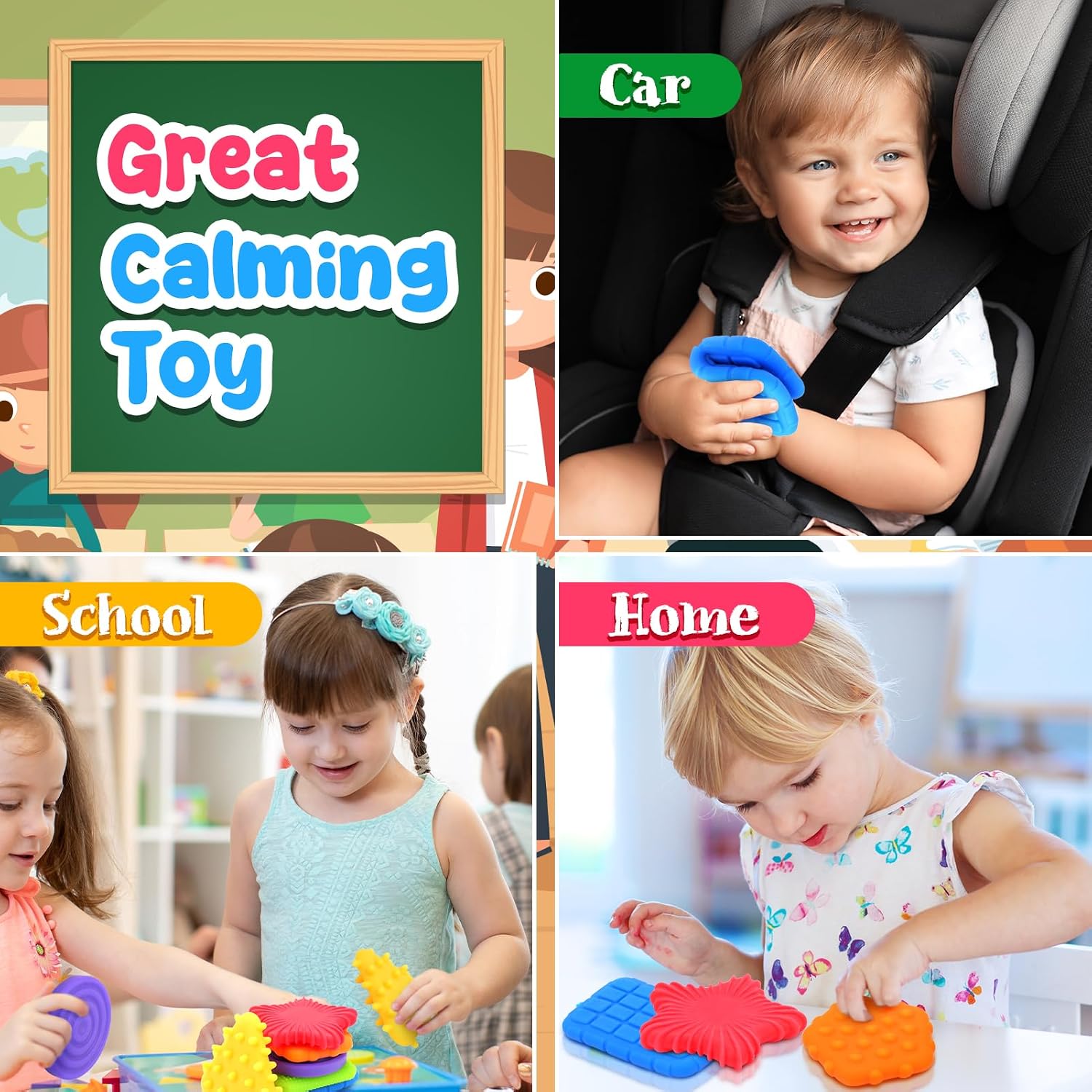 Squishy Sensory Toys for Kids Toddlers: Soft Textured Fidget Toy for Autism | Sensory Fidget Toys for ADHD Children Special Needs, Stress Calming Toy Desk, Baby Stocking Stuffer Squeeze Toy for Autism