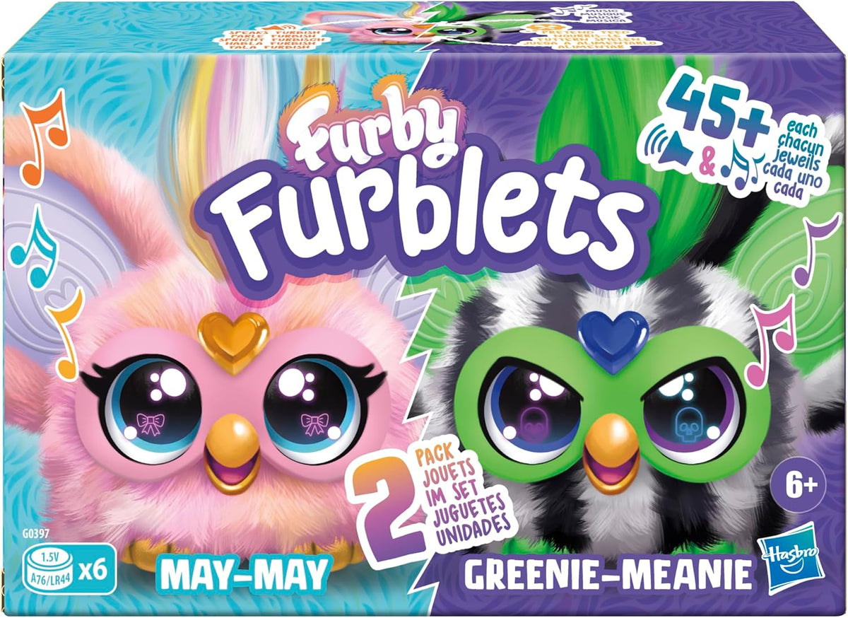 Furby Furblets Fierce & Fabulous 2 Pack, Greenie-Meanie & May-May with 45 Sounds Each, Electronic Plush Toys for Girls & Boys, Ages 6+)