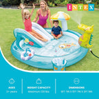 INTEX Dinoland Inflatable Swim Center & Kiddie Pool for Outdoor Play | 57135EP - Blow Up Water Park with Slide, Sprinkler, and Fun Games for Kids Ages 2 and Up
