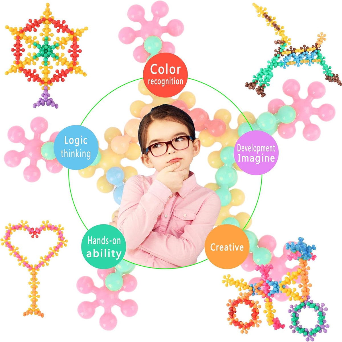 TOMYOU 400 Pieces Building Blocks Kids STEM Toys Educational Classroom | Sensory, Interlocking Solid Plastic for Preschool Boys and Girls