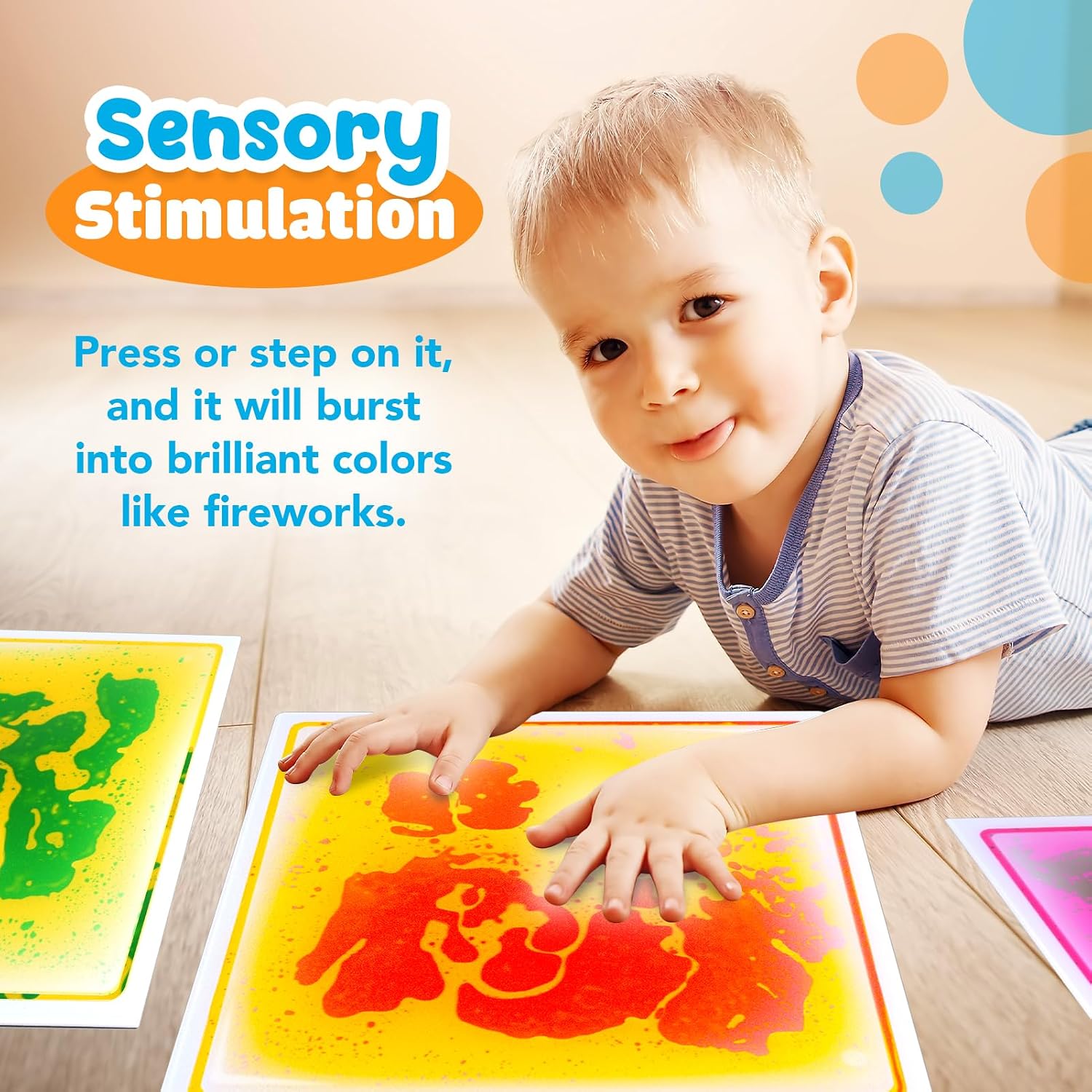 Sensory Floor Tiles for Kids Toddlers: 6 Pack Liquid Play Mats, 12"x12" Squares Autism Sensory Puzzle Pad, Lava Tiles Games Dance Step Pads, Preschool Classroom Montessori Gross Motor Daycare Toys