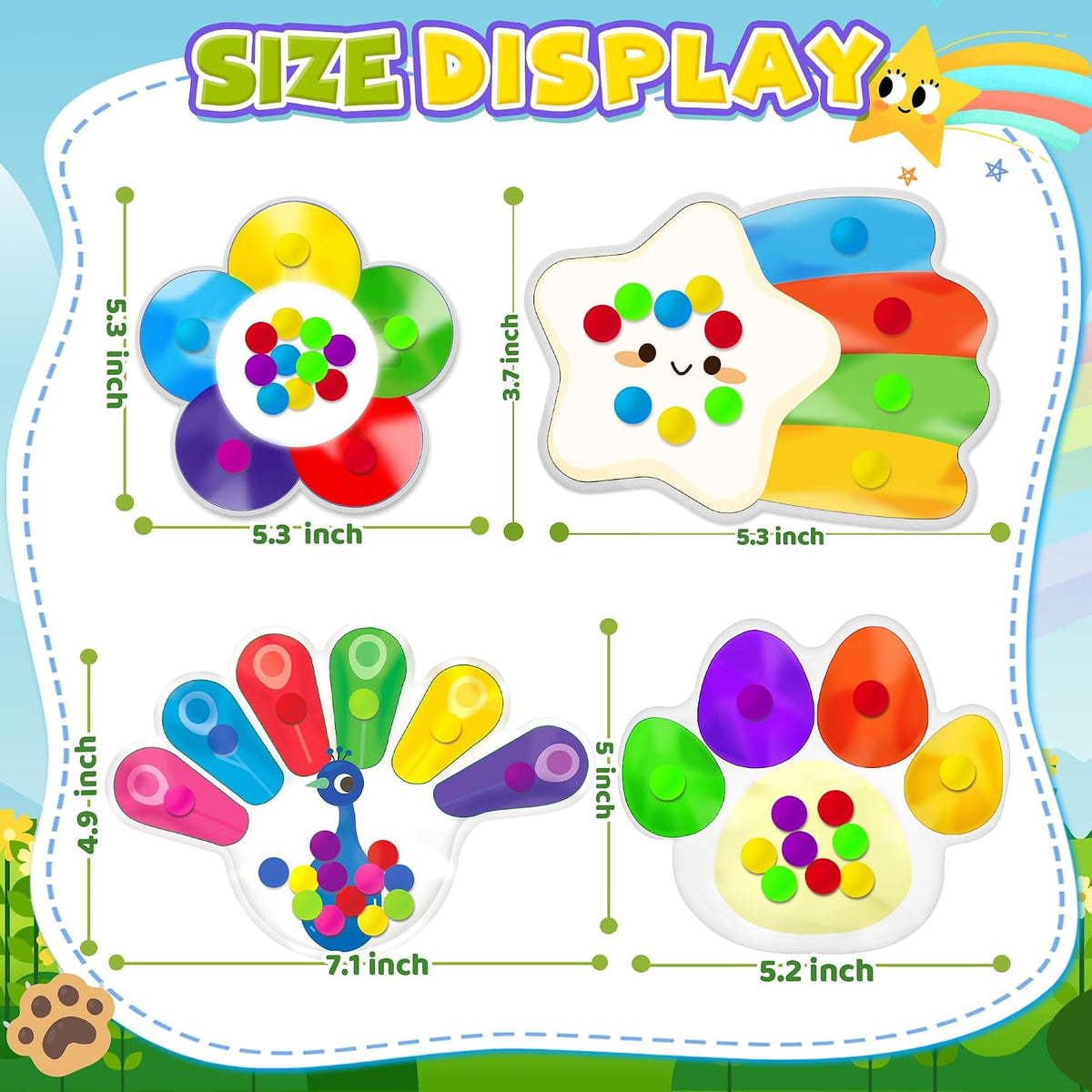 4PC Color Sorting Sensory Toys Fine Motor Skills for Toddler, Preschool Classroom Activities Autism Autistic Quiet Toys for Kids Calm Down Toy Travel Roadtrip Essentials for Kid Boy Girl Gift