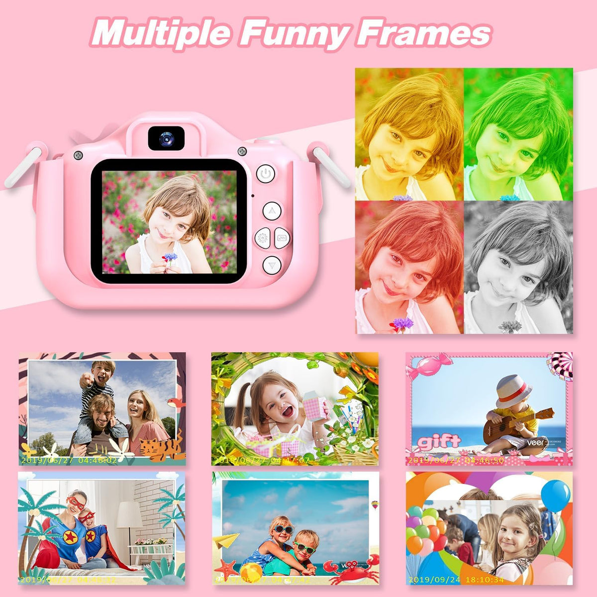 Goopow Kids Camera Toys for 3-8 Year Old Girls Boys,Children Digital Video Camcorder Camera with Cartoon Soft Cover, Best Chritmas Birthday Festival Gift for Kids