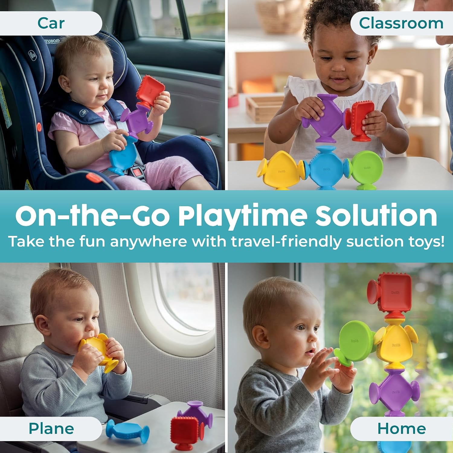 BUNMO Bath Toys for Toddlers - Connect, Build, Create - Suction Bathtub Toys - Hours of Fun & Creativity - Fine Motor Skills - Stimulating Sensory Toys - Babies Ages 1+ 2, 3 - Extra Large 10 Pack