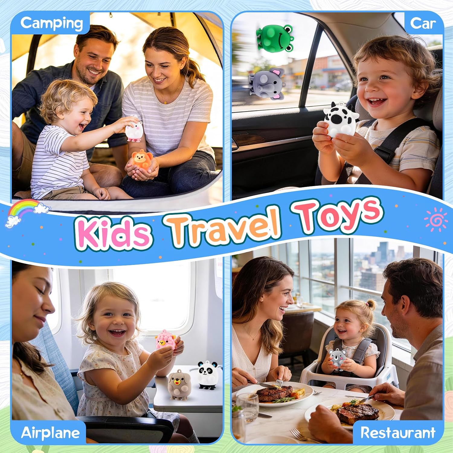 12 PCS Animal Pop Suction Fidgets Toys, Travel Toys for Airplane Car Activities Essential, Party Favors for Kids, Goodie Bags Stuffers for Kids, Bath Toys, Birthday Gifts for Boy Girls