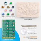 National Geographic Gemstone Dig Kit with 10 Real Gemstones for Kids | Amethyst, Quartz & Tiger's Eye, Gem Mining Activity, Excavation Tools, Rock Collection, Geology Science, Birthday Gift