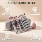 Travel Makeup Brush Set with Case & Sponge for Foundation Powder Blush 14 | Soft Synthetic Brush Kit for Women Beginners & Travelers & Eyeshadow