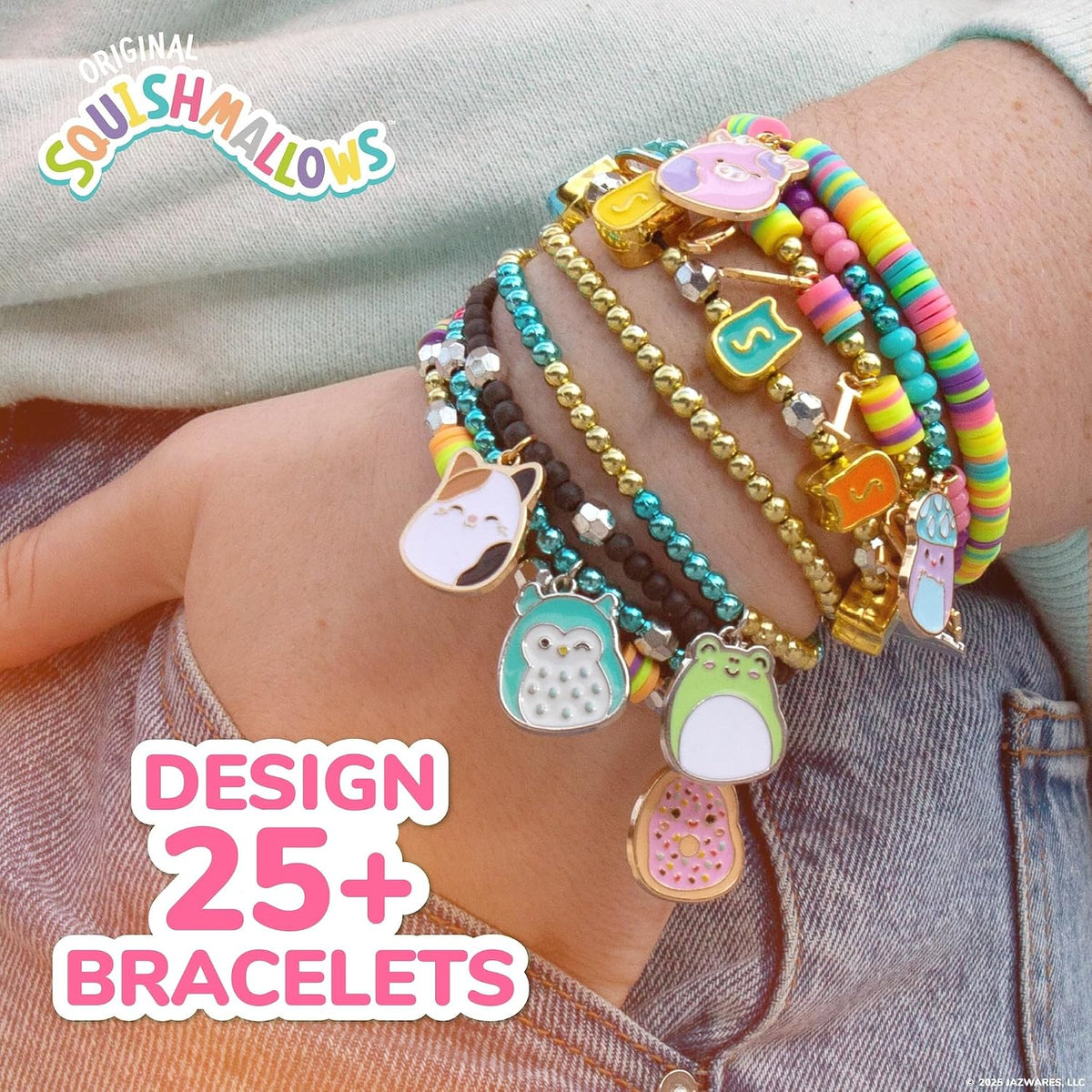 Horizon Group USA Jewelry Making Kit, Squishmallows Bracelets | Bracelet and Accessories Design Set, Cute DIY Beading and Jewelry, Includes String, Beads, and Charms,