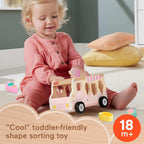 Fisher-Price Wood Ice Cream Truck Shape Sorter Set | 9 Wooden Pieces for Developmental Play, Toddler Toy for Kids Ages 18+ Months