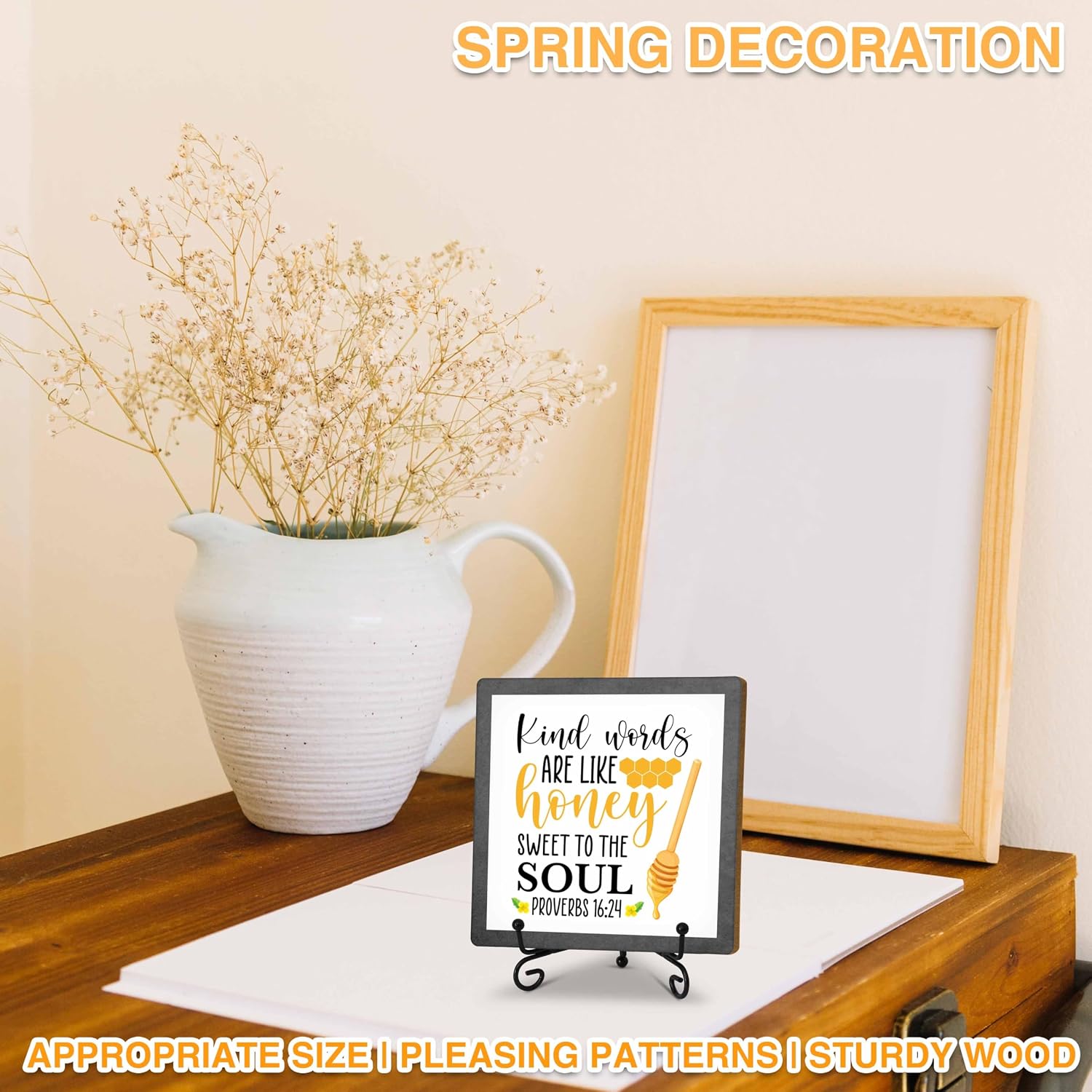 Bee Decorations for Home, Spring Honey Bee Decor, Beehive Wood Sign Kitchen Decor, Bumble Bee Gifts Accessories for Office Bar Bedroom - G03