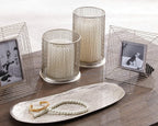 Signature Design by Ashley Dympna 5 Piece Home Décor Set with Tray, Candle Holder & Photo Frames, Silver Finish
