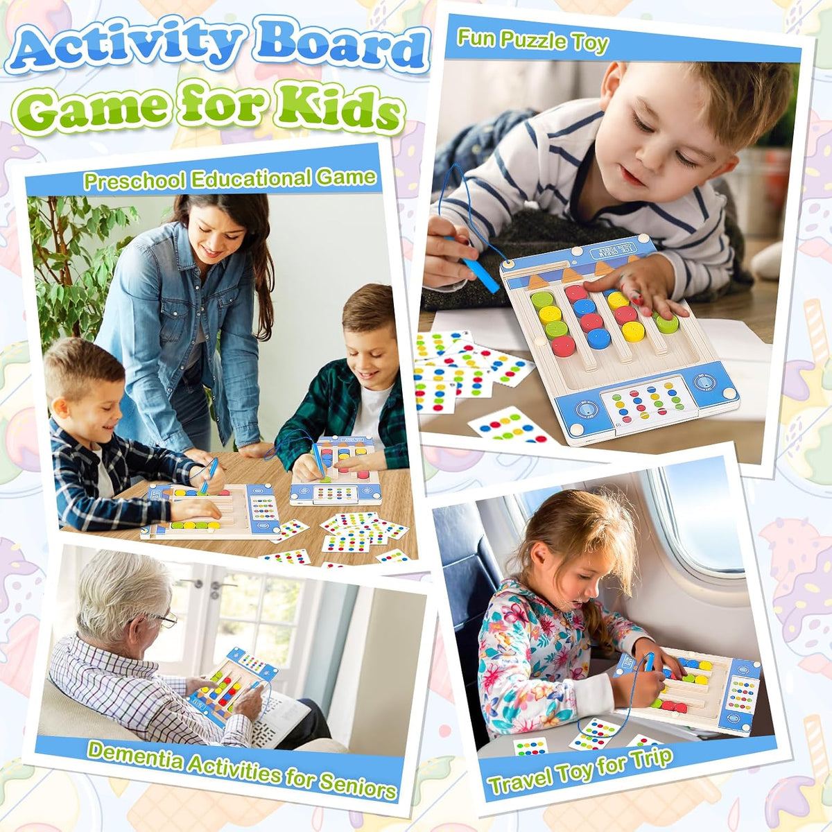 3 4 5 Year Old Boy Birthday Gift, Kids Magnetic Color Matching Puzzle Board | Montessori Toys for 3-5 Year Old Boys, Kids Autism Sensory Travel Toy for Plane, Wooden Maze Game for Girls Boy Brain Teaser