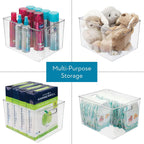 iDesign Storage Bin with Handles, 12" x 10" x 8", Clear | For Kitchen, Pantry, Cabinet, Nursery, Crafts
