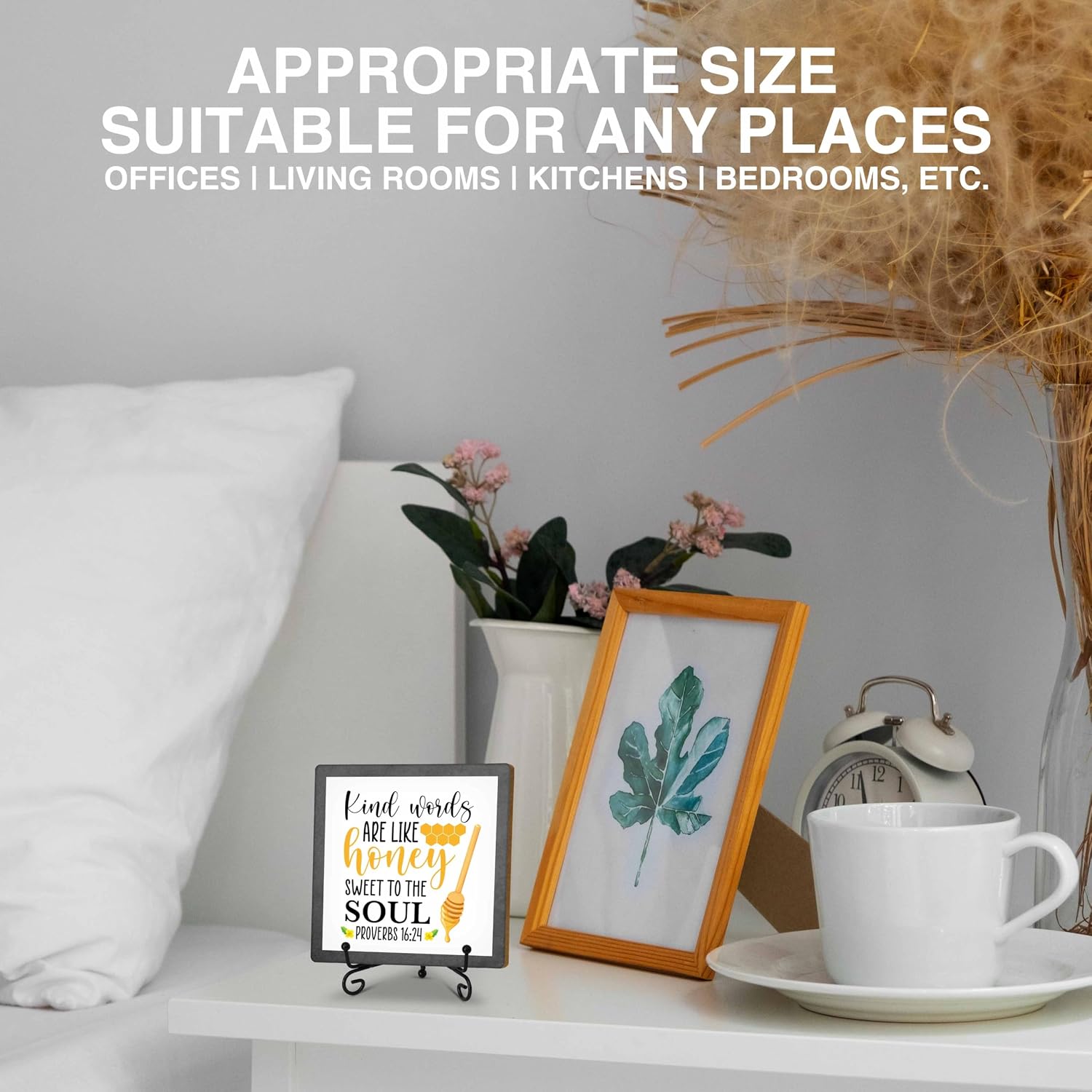 Bee Decorations for Home, Spring Honey Bee Decor, Beehive Wood Sign Kitchen Decor, Bumble Bee Gifts Accessories for Office Bar Bedroom - G03