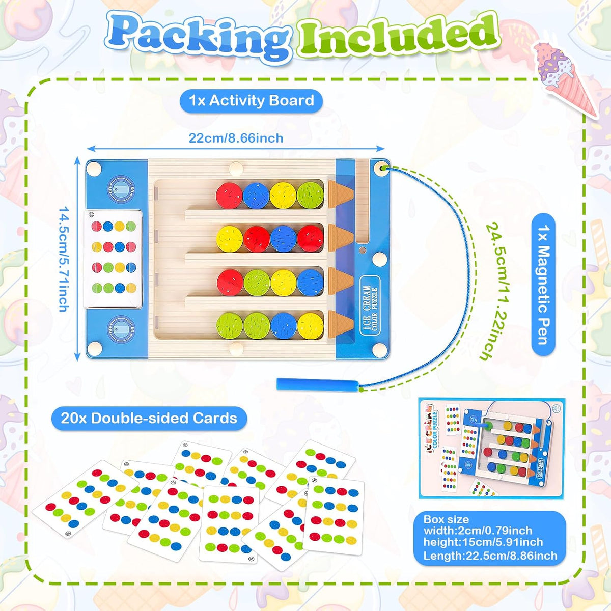 3 4 5 Year Old Boy Birthday Gift, Kids Magnetic Color Matching Puzzle Board | Montessori Toys for 3-5 Year Old Boys, Kids Autism Sensory Travel Toy for Plane, Wooden Maze Game for Girls Boy Brain Teaser
