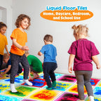 Sensory Floor Tiles for Kids Toddlers: 6 Pack Liquid Play Mats, 12"x12" Squares Autism Sensory Puzzle Pad, Lava Tiles Games Dance Step Pads, Preschool Classroom Montessori Gross Motor Daycare Toys