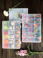 UHOUSE 2 PCS Clear Plastic Organizer Box，18 Grids Bead Storage Bins | 18 Grids Bead Organizer with Adjustable Dividers, Jewelry Storage Box, Small Clear Storage Bins, Lightweight Craft Organizer