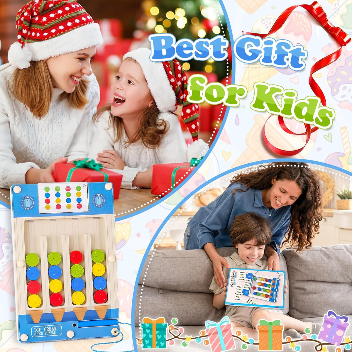 3 4 5 Year Old Boy Birthday Gift, Kids Magnetic Color Matching Puzzle Board | Montessori Toys for 3-5 Year Old Boys, Kids Autism Sensory Travel Toy for Plane, Wooden Maze Game for Girls Boy Brain Teaser