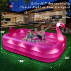 Inflatable Pool with Lights,Solar Flamingo Swimming Pool for Adults-Pink | StarOCean Inflatable Blow up Pool, Large Kiddie Pool,Durable Thickened Kids Pool for Backyard,Outdoor,100"X63"X20"