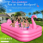 Inflatable Pool with Lights,Solar Flamingo Swimming Pool for Adults-Pink | StarOCean Inflatable Blow up Pool, Large Kiddie Pool,Durable Thickened Kids Pool for Backyard,Outdoor,100"X63"X20"