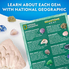 National Geographic Gemstone Dig Kit with 10 Real Gemstones for Kids | Amethyst, Quartz & Tiger's Eye, Gem Mining Activity, Excavation Tools, Rock Collection, Geology Science, Birthday Gift