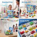 JOYIN 18 Pcs Pull Back City Cars and Trucks Toy Vehicles Set, Friction Powered Mini Cars Toys for Kids, Party Favors for Kids 3-5, Birthday Gifts for Boys and Girls, Goodie Bag Stuffers