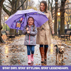 Get Trend KPop Demon Hunters Windproof Travel Umbrella, Huntrix Strong Folding Compact Umbrellas for Rain, Light Portable Kids Travel Essentials, Fits Backpack & Car, Gifts for Girls