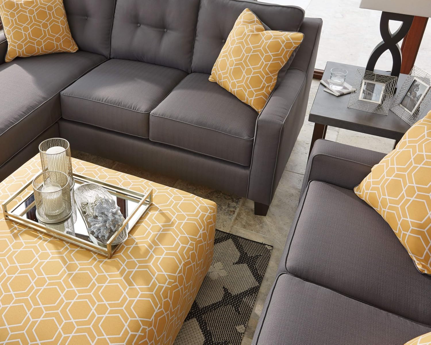 Signature Design by Ashley Dympna 5 Piece Home Décor Set with Tray, Candle Holder & Photo Frames, Silver Finish