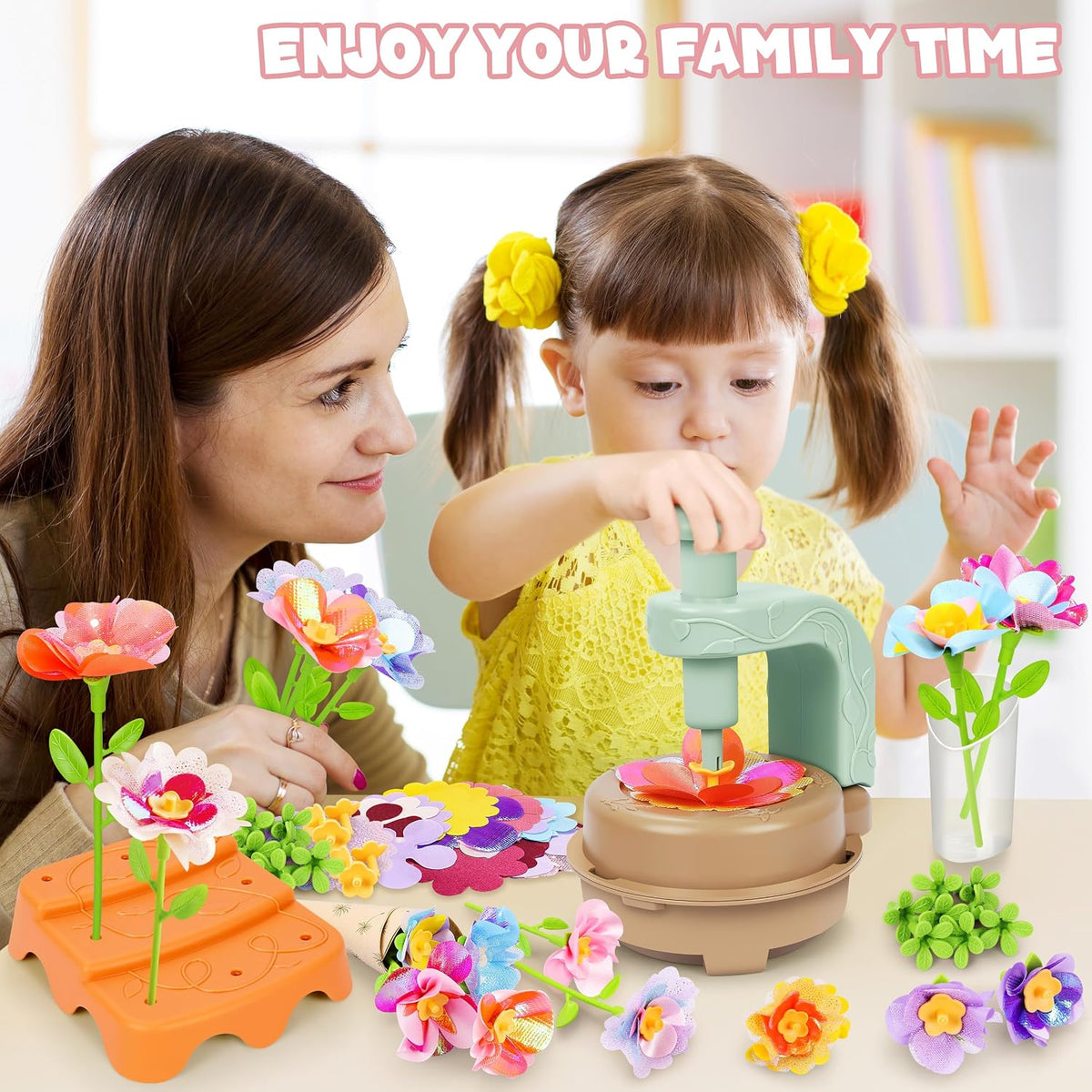 DIY Fabric Flower Bouquet Craft Kit, Educational Toy Gift Girls Toddlers 4+ | Flowers Market Toy for Kids, Build Your Flower Bouquet, Arts & Crafts for 4+ Year Toddler Girl