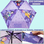 Get Trend KPop Demon Hunters Windproof Travel Umbrella, Huntrix Strong Folding Compact Umbrellas for Rain, Light Portable Kids Travel Essentials, Fits Backpack & Car, Gifts for Girls