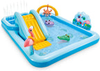 INTEX Dinoland Inflatable Swim Center & Kiddie Pool for Outdoor Play | 57135EP - Blow Up Water Park with Slide, Sprinkler, and Fun Games for Kids Ages 2 and Up