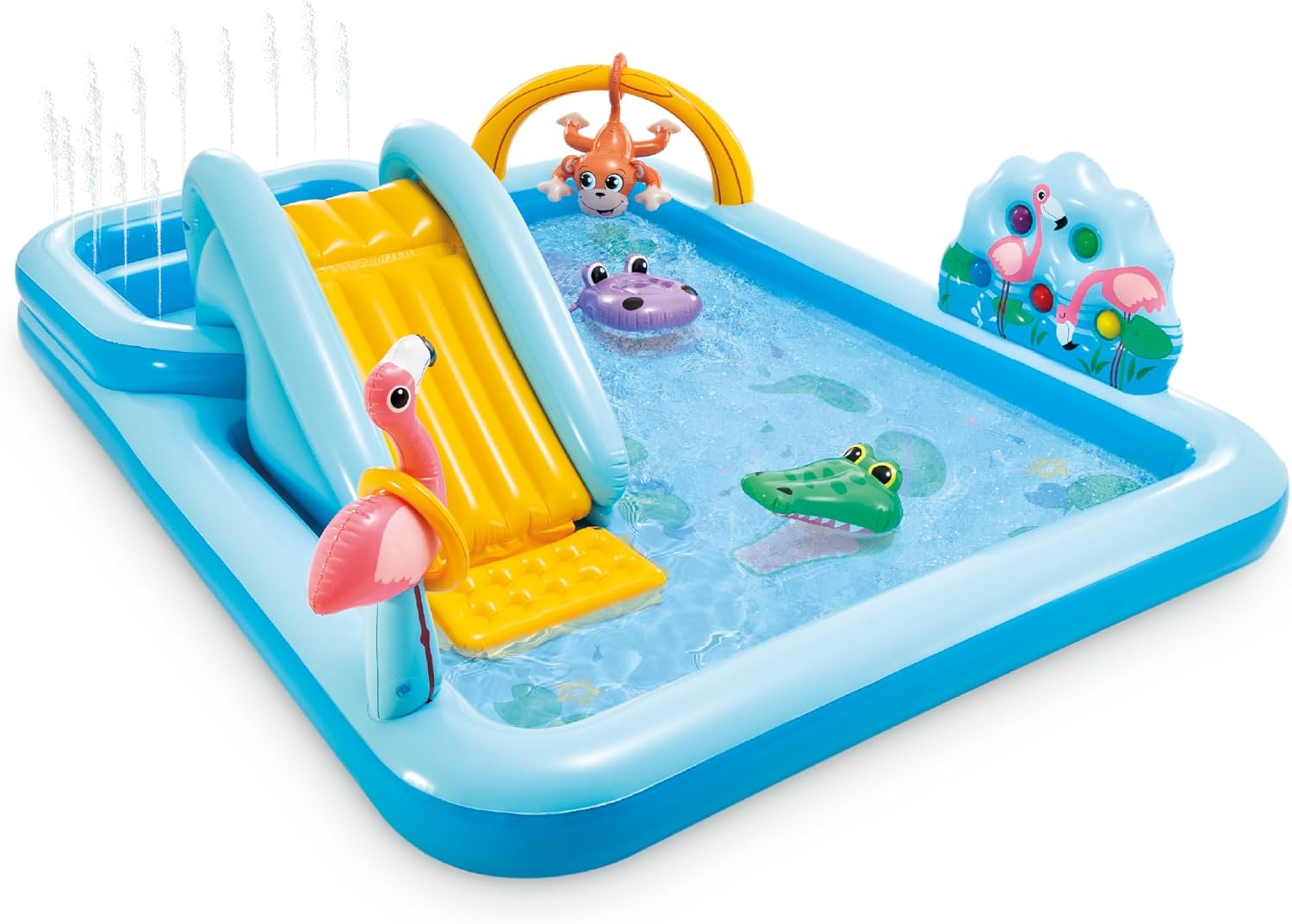 INTEX Dinoland Inflatable Swim Center & Kiddie Pool for Outdoor Play | 57135EP - Blow Up Water Park with Slide, Sprinkler, and Fun Games for Kids Ages 2 and Up