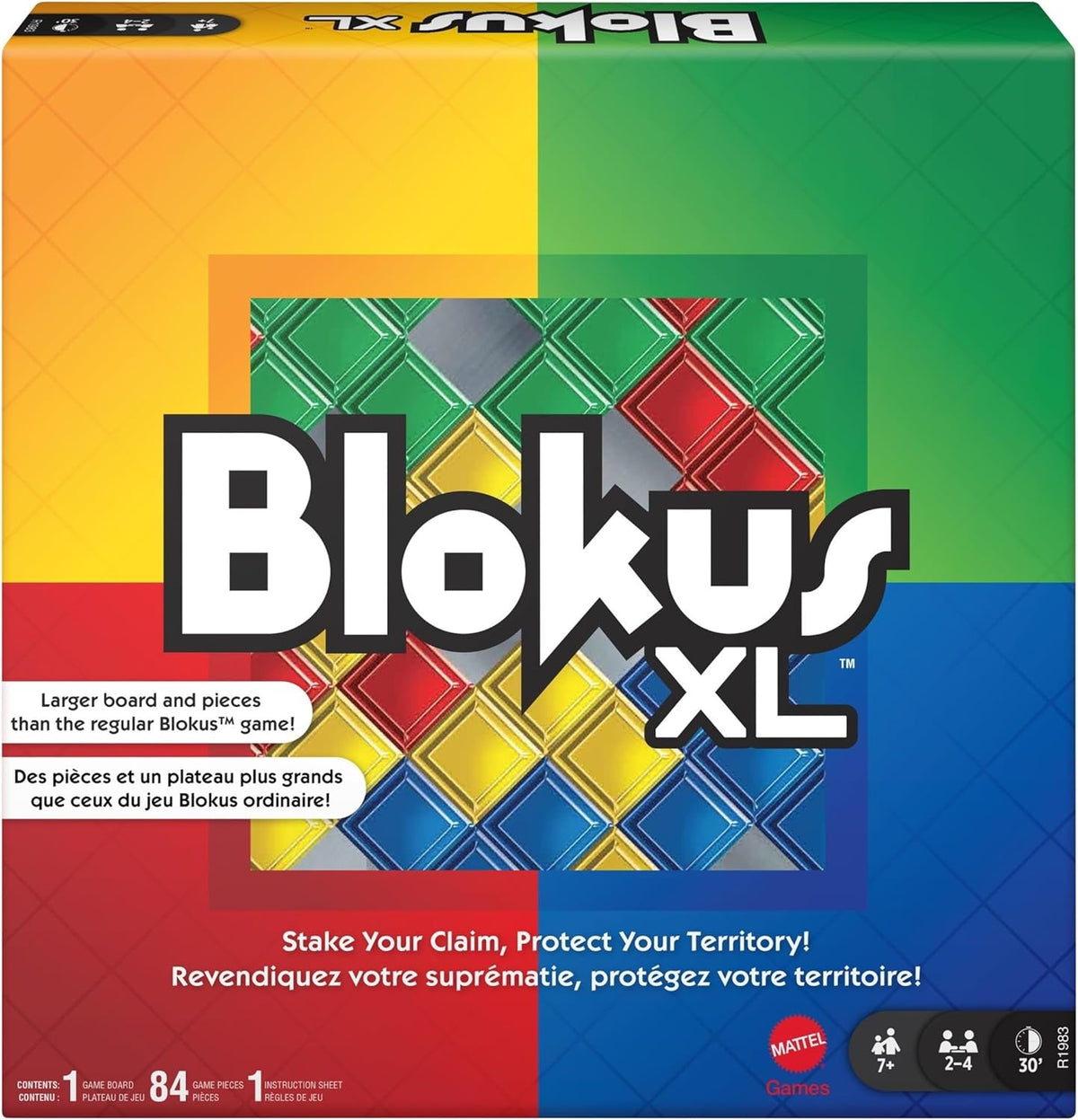 Mattel Games Blokus XL Board Games for Family Night, Brain Games for 2 to 4 Players, Oversized Board and Pieces (Amazon Exclusive) | Classic Strategy Play with "Just One Rule," featuring Oversized Board and Pieces