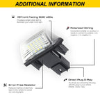 2pcs Canbus LED License Number Plate Lights Bulbs For Peugeot 206 207 307 308 406 407 Citroën C3 C4 C5 BERLINGO SAXO XSARA