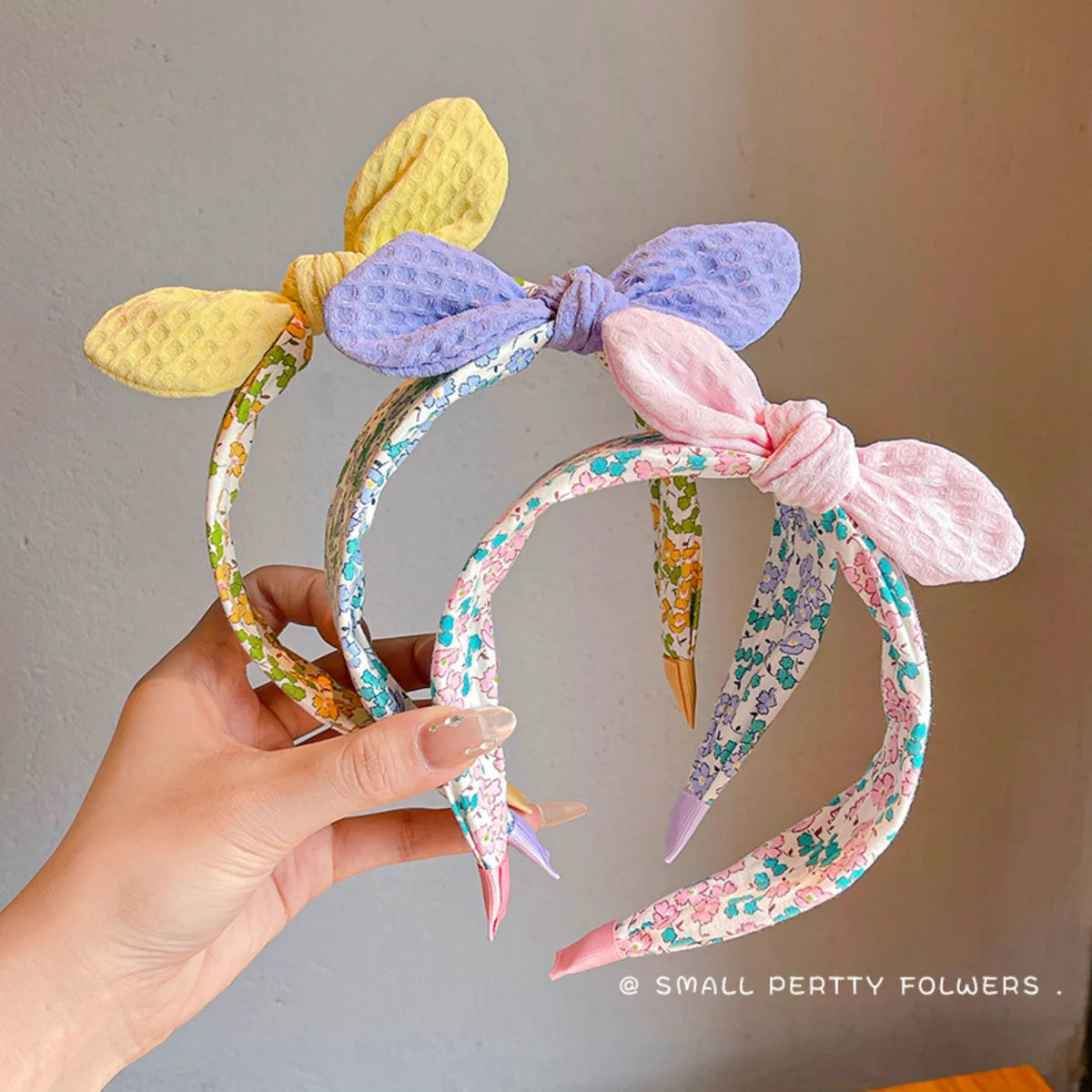 Summer Korean Style Rabbit Ears & Bowknot Headband Cute Fabric Wide Band Hair Hoop for Girls - Adorable Kids Accessory for Daily