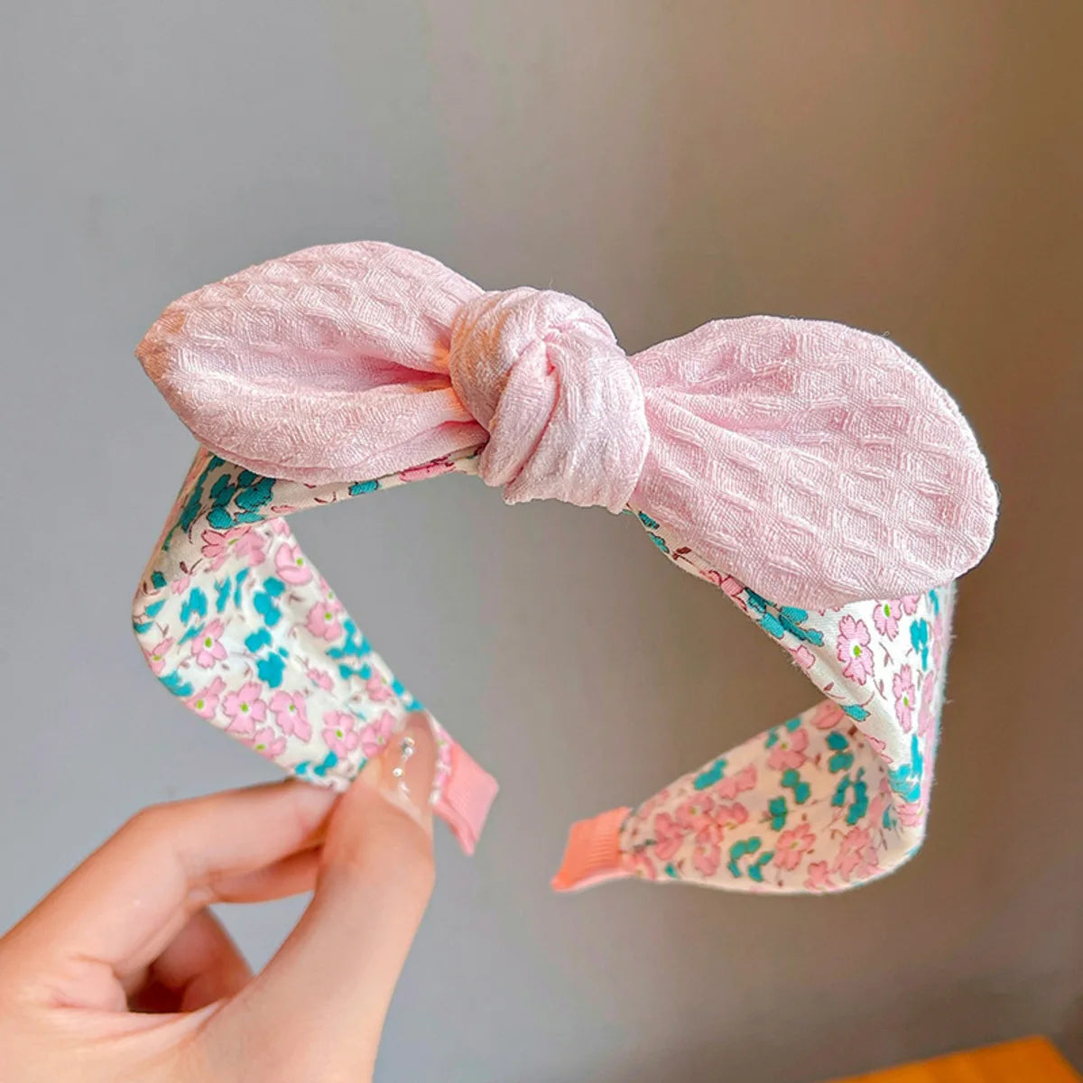 Summer Korean Style Rabbit Ears & Bowknot Headband Cute Fabric Wide Band Hair Hoop for Girls - Adorable Kids Accessory for Daily