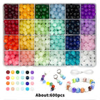 24-Color 8mm Crystal Bead Bracelet Making Kit - 360/480/720 Pieces Jewelry Glass Beads round Beads Suitable for Crafting