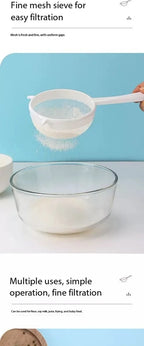 Kitchen Handheld Plastic Sieve Tea Strainer Flour Sifter Filter Reusable Handheld Filter Kitchen Accessories